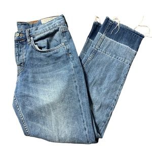 All Saints Frayed Raw Hem Denim Boyfriend Jeans Boys Jean Unpicked Size 26